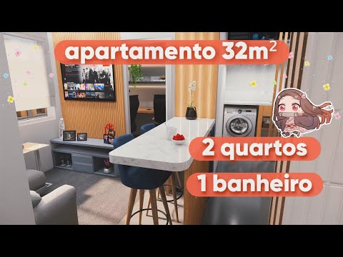 APARTAMENTO 32m² DECORADO | Casal ♡ | Móveis Planejados ♡ Escritório/Home Office ♡