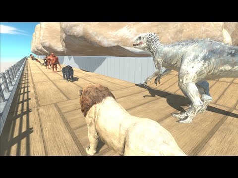 - KING LION VS INDOMINUS REX DEATH RUN  - Animal Revolt Battle Simulator