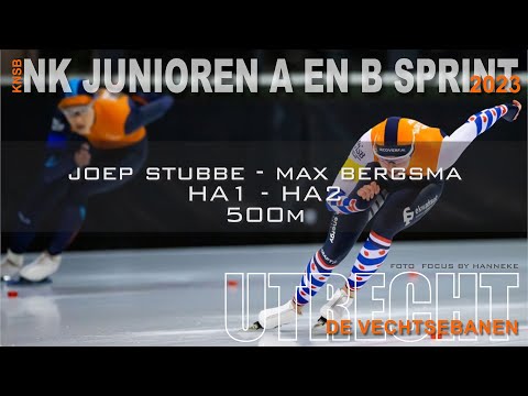 Joep Stubbe - Max Bergsma 500m zondag NK Junioren Sprint Utrecht 2023