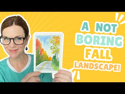 Fall landscape in watercolor