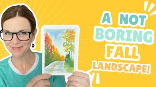 Fall landscape in watercolor