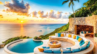 4K Morning Delight with Relaxing Bossa Nova Jazz &amp; Calm Waves at Luxury Resort for Tranquil Vibes