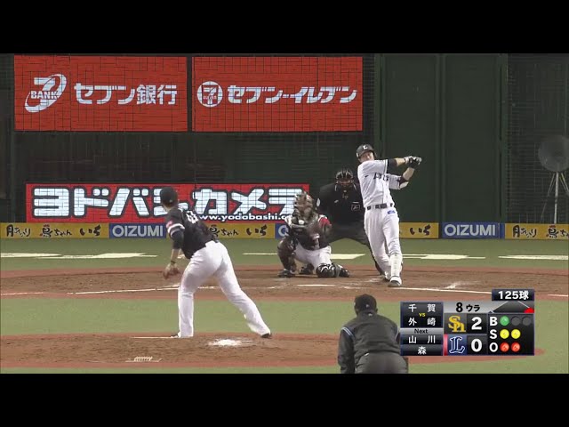 【8回裏】3試合連続2桁奪三振!! ホークス・千賀 ライオンズ打線を8回無失点に封じる!! 2019/4/19 L-H