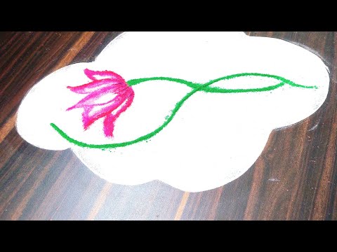 पांढरा रंग वापरून/शेडिंग  कमळाची फुले /Friday lotus  design /@new rangoli hashtag