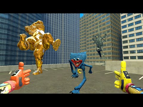 I Play As HUGGY WUGGY GOLDEN FROM POPPY PLAYTIME 2, 3! To protect this city | Garry's Mod!