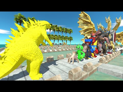 Godzilla Yellow vs Ghidorah COCONUT DEATH RUN - Animal Revolt Battle Simulator