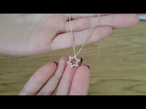 A video of 14k Gold 0.24ctw Diamond Star of David Floating Pendant