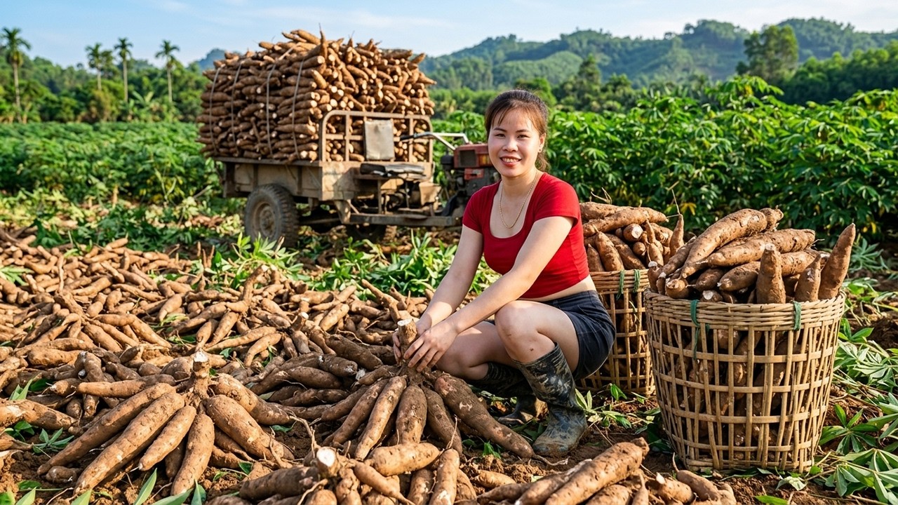 TIMELAPSE Massive Cassava Harvest Shock – Incredible Countryside Farm!