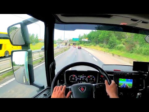 Next Gen Scania p450 + Trailer | POV Driving through Västerås towards Surahammar