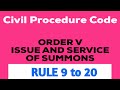 ORDER 5 of CPC, 1908 I Service of Summons I Rule 9 to 20 I Part 2