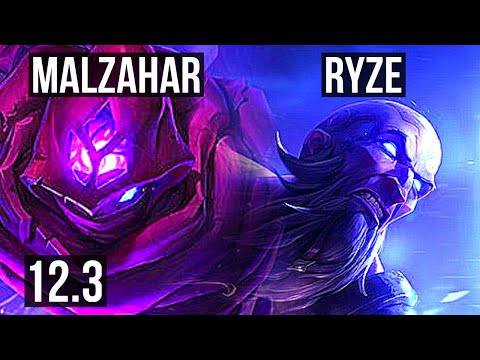 MALZAHAR vs RYZE (MID) | Rank 6 Malz, 1.1M mastery, 3/1/3 | KR Master | 12.3