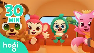 Wheels on the Yellow Bus | Compilation | Sing Along with Hogi | Pinkfong &amp; Hogi