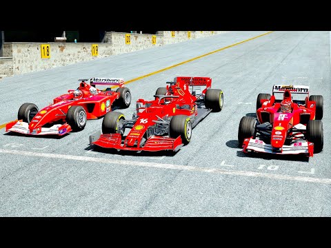 Ferrari F1 2021 vs Ferrari F1 2004 vs Ferrari F1 2001 at Red Bull Ring