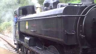 preview picture of video 'Pannier Tank Engine 9681 leaving Norchard on the Dean Forest Railway 29 July 2009'