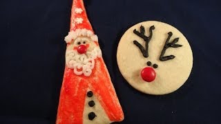Triangle Santa and Simple Reindeer Cookies (almond sugar cookies) - with yoyomax12
