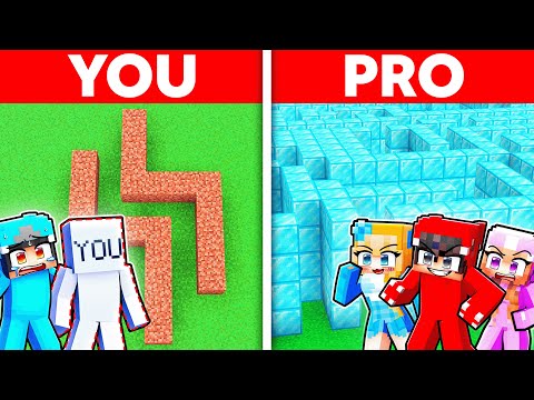 Minecraft YOU Vs PRO: GIANT MAZE BUILD CHALLENGE!