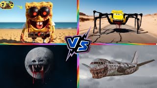 Evil SpongeBob vs Monster Car vs Death Moon vs Killer Plane | Coffin Dance Tiles Hop Battle