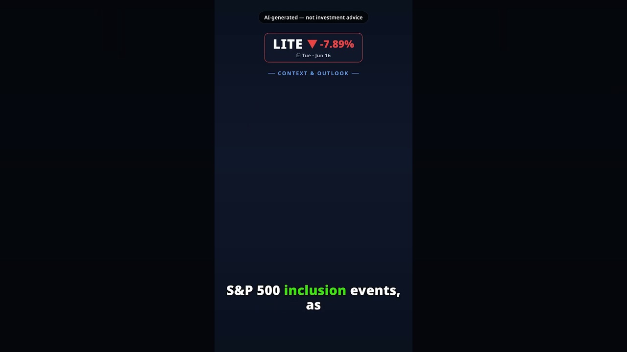 Why Is Lumentum Stock Falling Today? LITE -7.89% (Jun 16) — S&P 500 Inclusion Fade