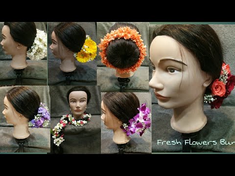 Fresh Flowers Bun 💕🌹Different Floral Bun Ideas💞