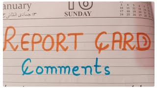 Report Card Comments | Teacher remarks | Students progress