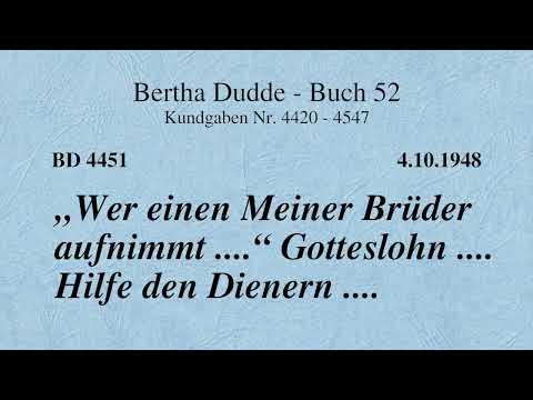 BD 4451 - "WER EINEN MEINER BRÜDER AUFNIMMT ...." GOTTESLOHN .... HILFE DEN DIENERN ....