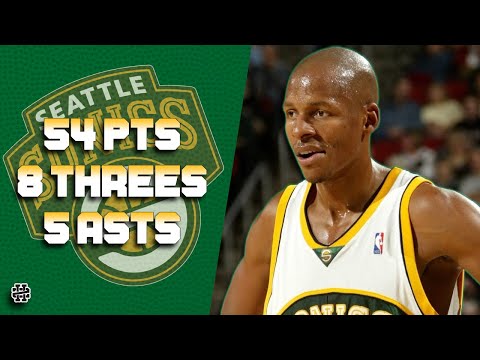 Ray Allen 54 pts 8 threes 5 asts vs Jazz 06/07 season
