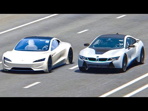 Tesla Roadster vs BMW i8 - Drag Race