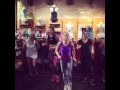 Girl In Purple Leotard And Silver Shiny Lycra Tights