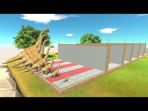 Herbivorous Dinosaurs of Different Sizes in a Block Race - Animal Revolt Battle Simulator