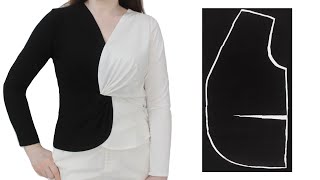🔥 Very simple twist / knot front top cutting and sewing without pattern 🔥 DIY easy twisted blouse