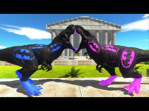 BATMAN vs ROBIN T-REX vs SUPERMAN MOSASAURUS DEATH RUN - Animal Revolt Battle Simulator
