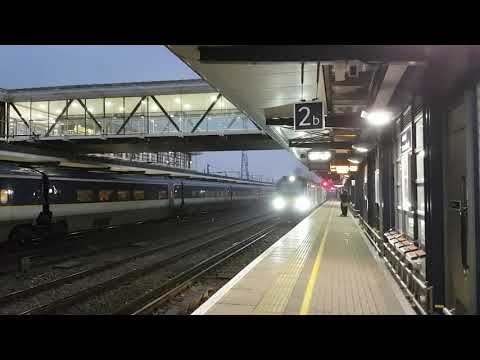 DRS 68s 68001 & 68005 with 6M95 Dungeness to Crewe flasks pass Ashford 20th February 2018