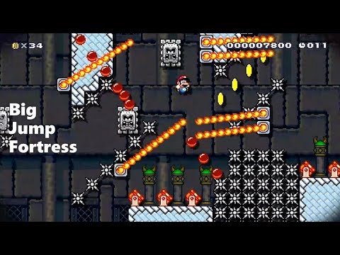 (HARD) "Big Jump Fortress" Speedrun Course! / Super Mario Maker 2 Gameplay!