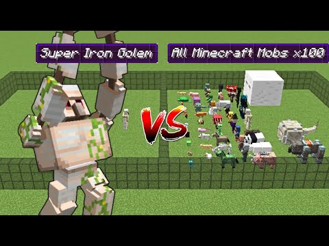 super iron golem vs all minecraft mobs x100 | Minecraft Mob Battle
