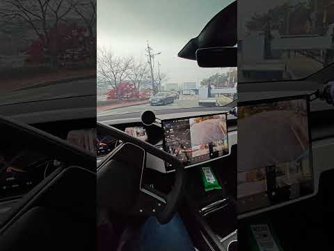 테슬라, 한국에서 불법 주정차를 중앙선 넘어 피해야 하는 상황 자율주행