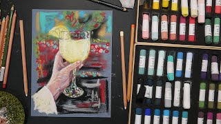 Cheers! Limoncello in Pastel on Sennelier La Carte Mixed Media Pastel Card