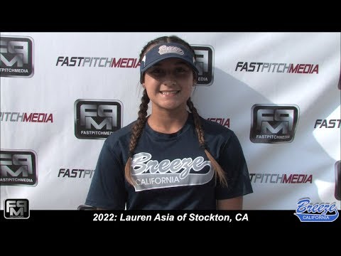 2022 Lauren Asia Catcher, Second Base and Outfield Softball Skills Video - CA Breeze