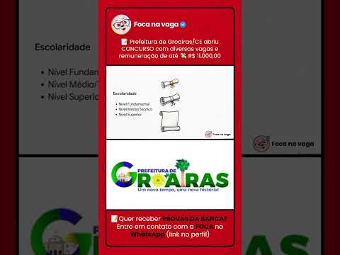 CONCURSO PÚBLICO DA PREFEITURA DE GROAÍRAS/CE: EDITAL PUBLICADO NO INTERIOR CEARENSE!