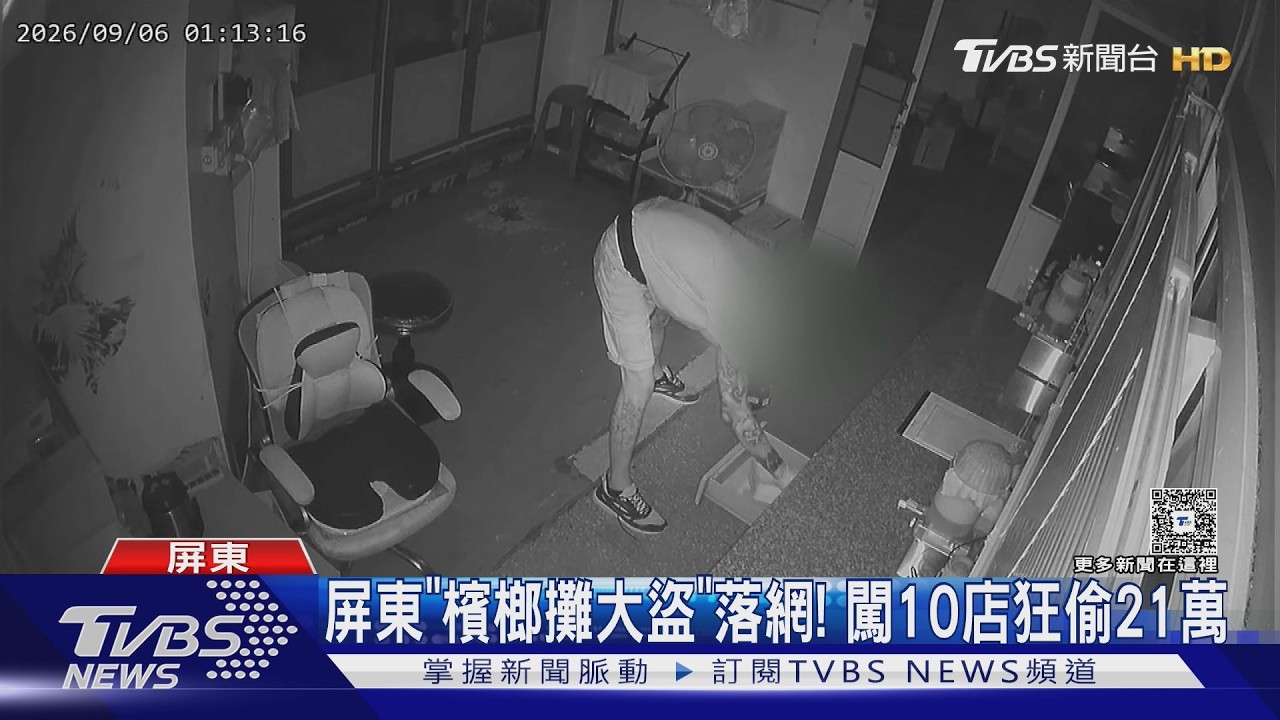 屏東「檳榔攤大盜」落網! 闖10店狂偷21萬｜TVBS新聞 @TVBSNEWS01