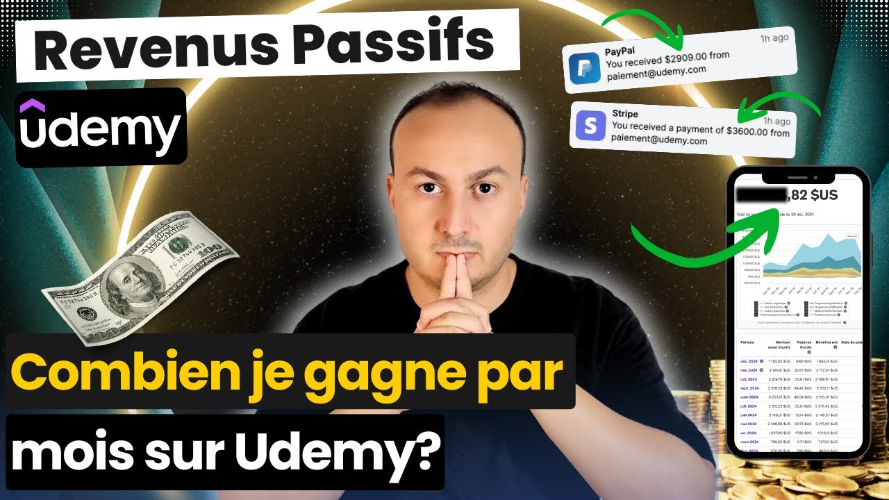 Revenus Passifs: Combien je gagne par mois sur Udemy? (Je Dévoile Tout sur Mes Techniques avec l'IA)