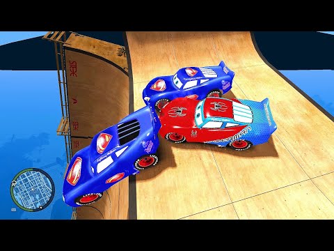 GTA IV Spiderman McQueen Vs Superman McQueen: Who Can jump in water?