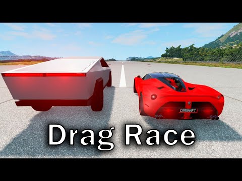 LaFerrari vs Tesla Cybertruck - Drag Race BeamNG Drive