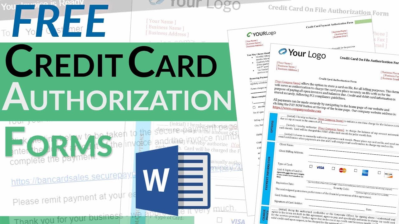 Credit Card Authorization Form - FREE Template Download for Credit Credit Card Authorization form