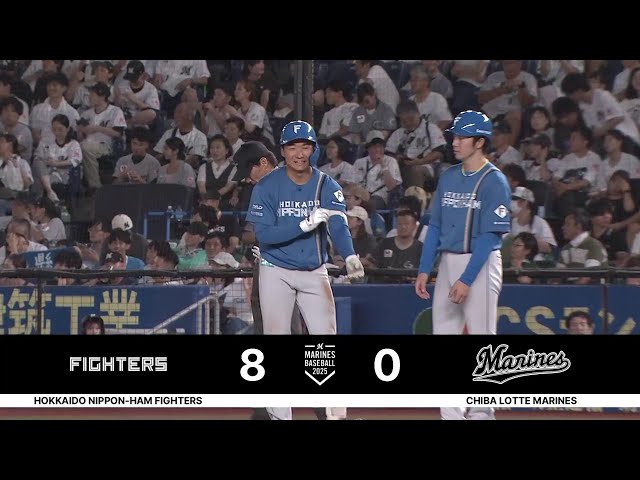 【6回表】追加点!! ファイターズ・山縣秀 ライト前へのタイムリーヒットを放つ!! 2025年9月2日 千葉ロッテマリーンズ 対 北海道日本ハムファイターズ