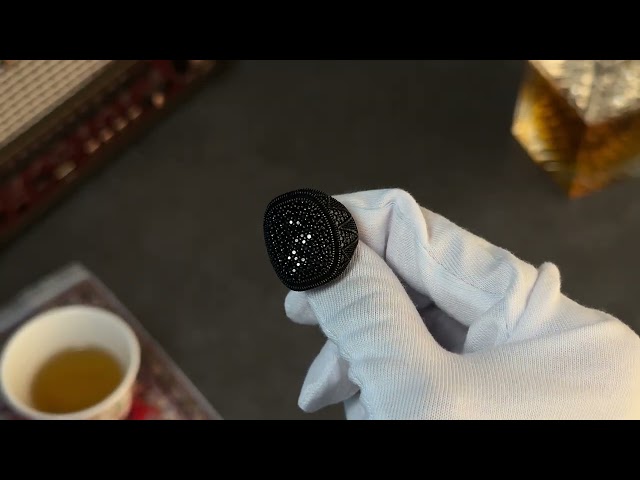 خاتم رجالي فضة استرليني مزين بأحجار زركون سوداء