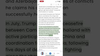 Trump Hails Success in Resolving Cambodia–Thailand Border Conflict and Six Other Global Disputes