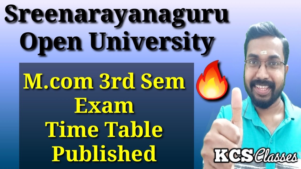 SGOU M.com 3rd Sem Exam Time Table Published 