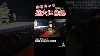 ゆるキャラの空中殺法、盛大に自爆