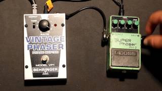 Video thumbnail for Boss SUPER Phaser PH-2  vs BEHRINGER VINTAGE PHASER VP1 pedal comparison by Berger