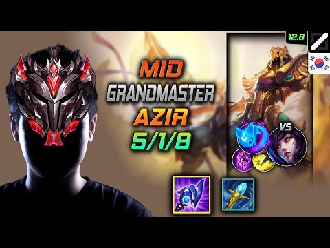 GrandMaster Azir Mid vs Ahri - 천상계 미드 아지르 루덴 콩콩이 - LOL KR 12.8
